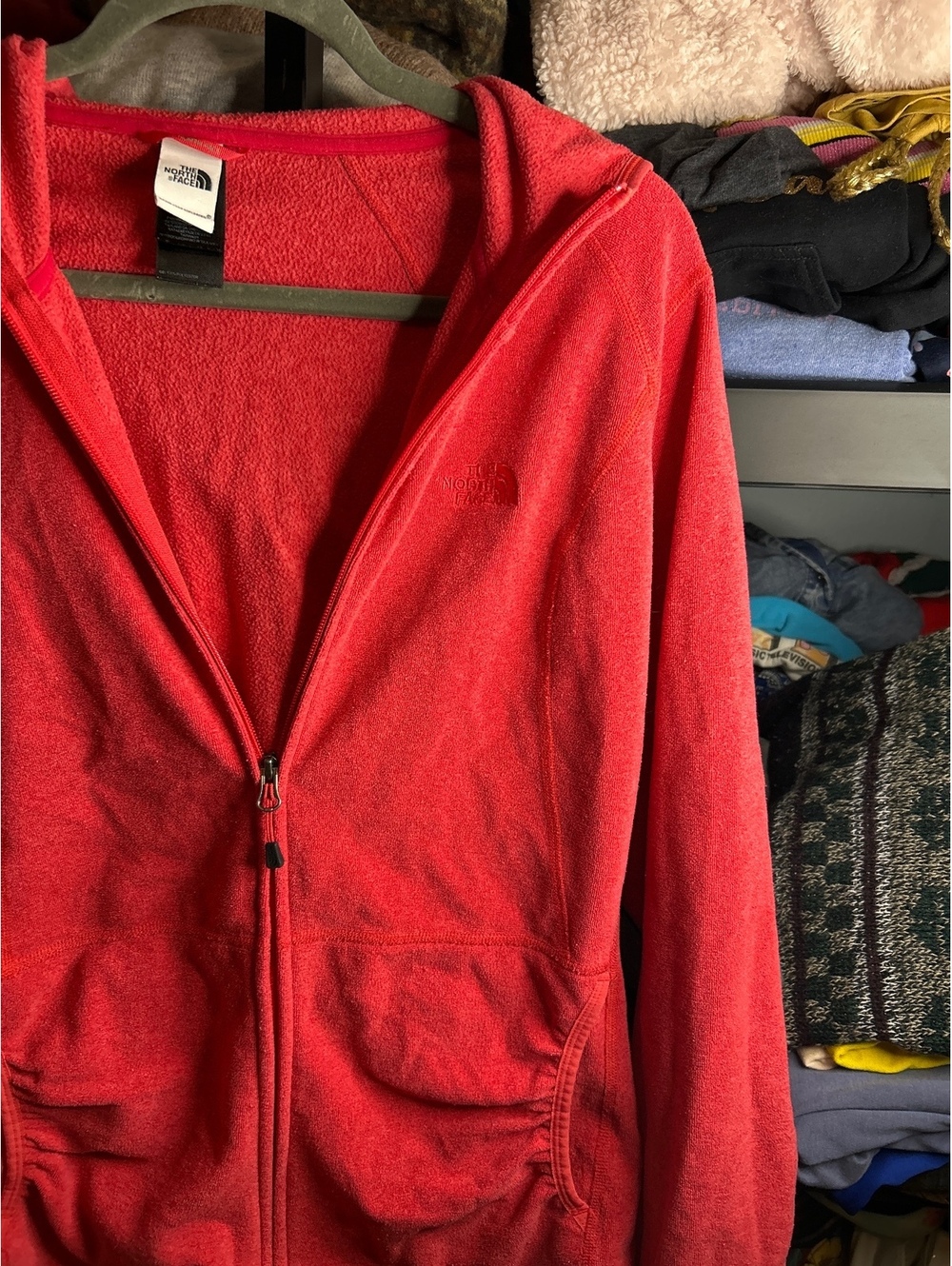 The North Face Women's XL Red - pinkish Fleece Full Zip Hoodie